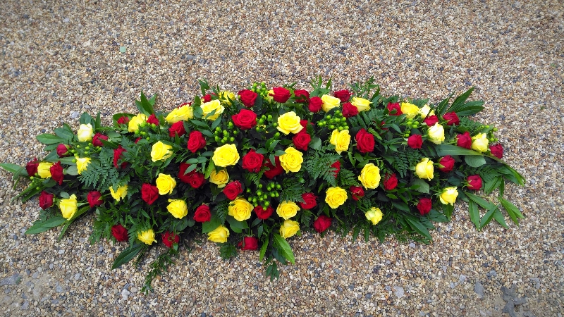 Red and Yellow Rose Casket Spray