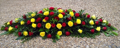 Red and Yellow Rose Casket Spray