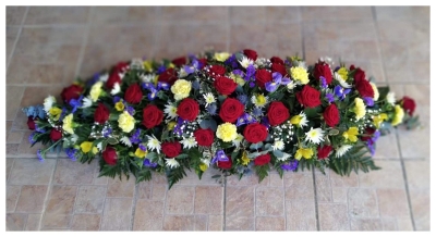 Red, Yellow & Blue Casket Spray