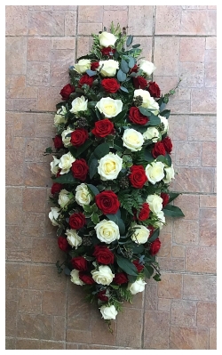 Red & White Rose Casket Spray