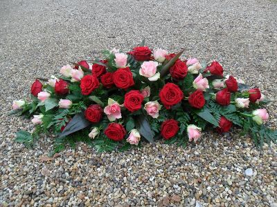 Red and Pink Rose Casket Spray