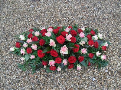 Red and Pink Rose Casket Spray